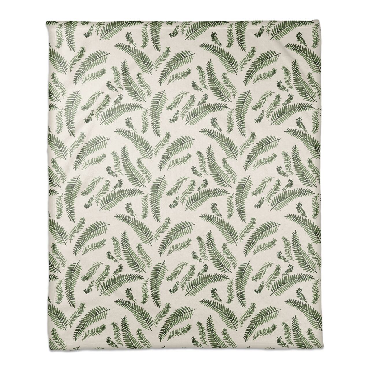 Green Fern Pattern 50" x 60" Coral Fleece Blanket